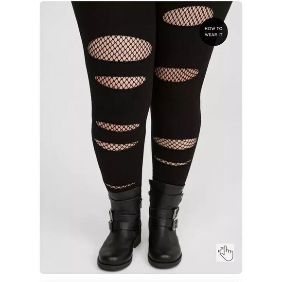 Torrid premium Full-Length Mesh Slit Pocket Legging pants distressed - Picture 2 of 7